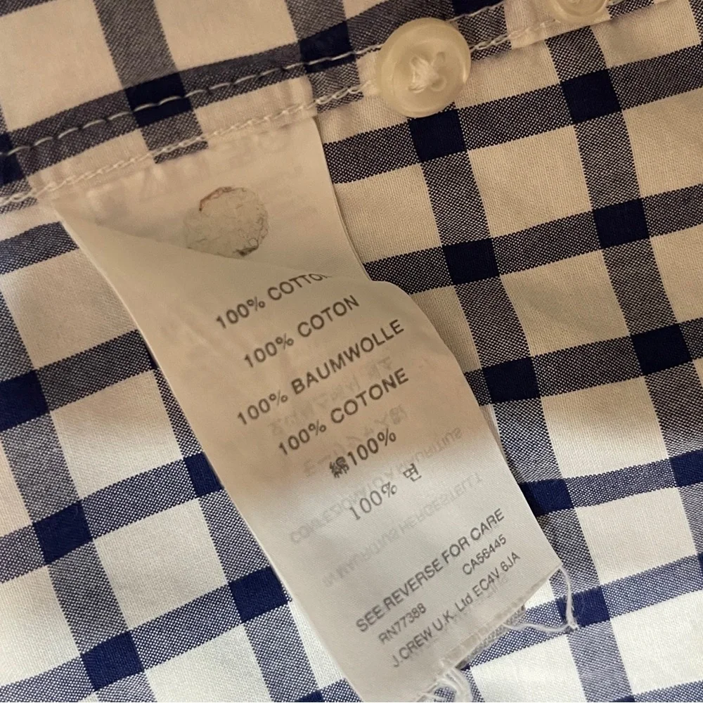 J.‎ Crew Blue White Gingham Button Down Business Casual Shirt Men’s Large